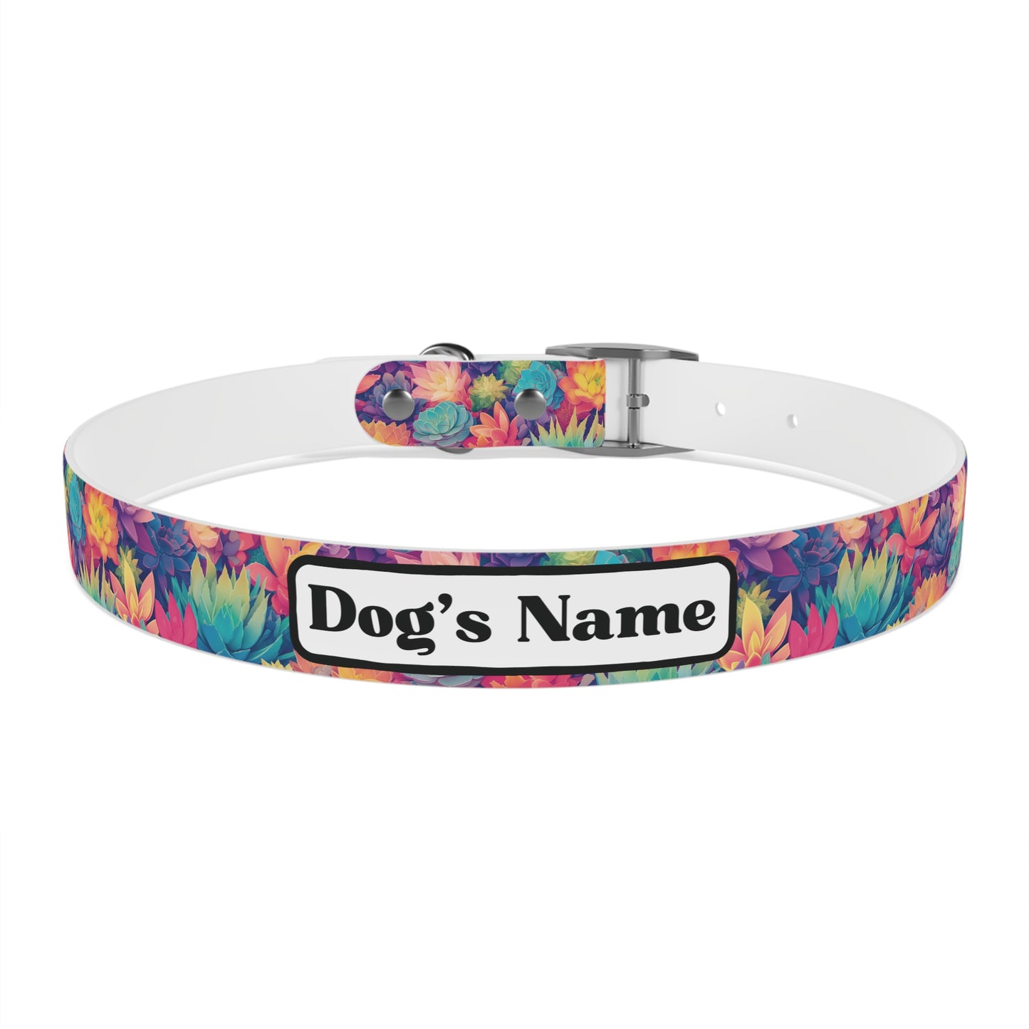 Personalized Pastel Succulents Dog Collar