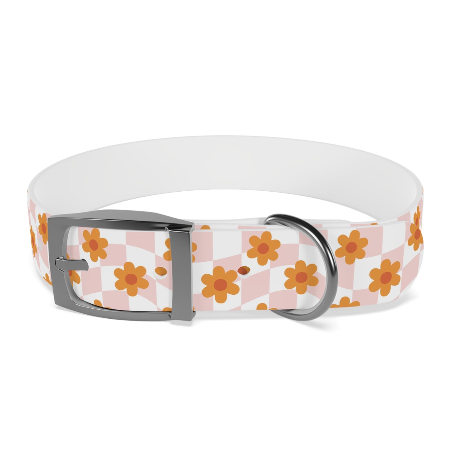 Pink and Orange Retro Pattern Dog Collar