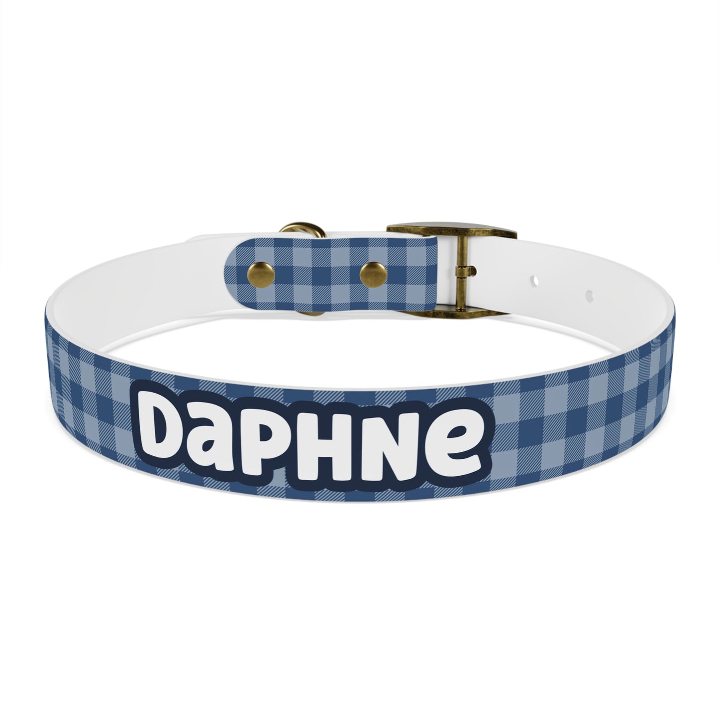 Navy Plaid Personalized Dog Collar