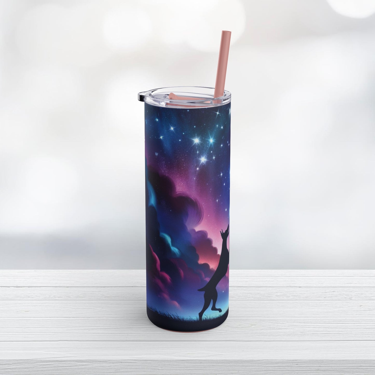 Doberman Playing With The Stars Skinny Matte Tumbler, 20oz