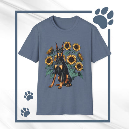 Doberman Sunflowers Unisex Tee