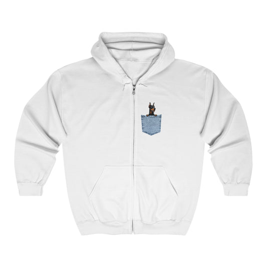 Pocket Dobie Zip Up Hoodie