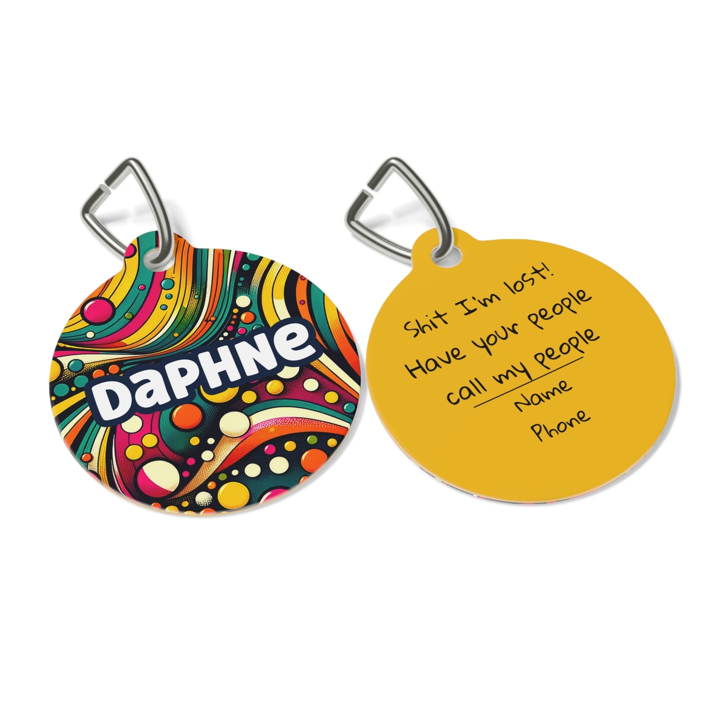 Colorful Abstract Personalized Dog ID Tag