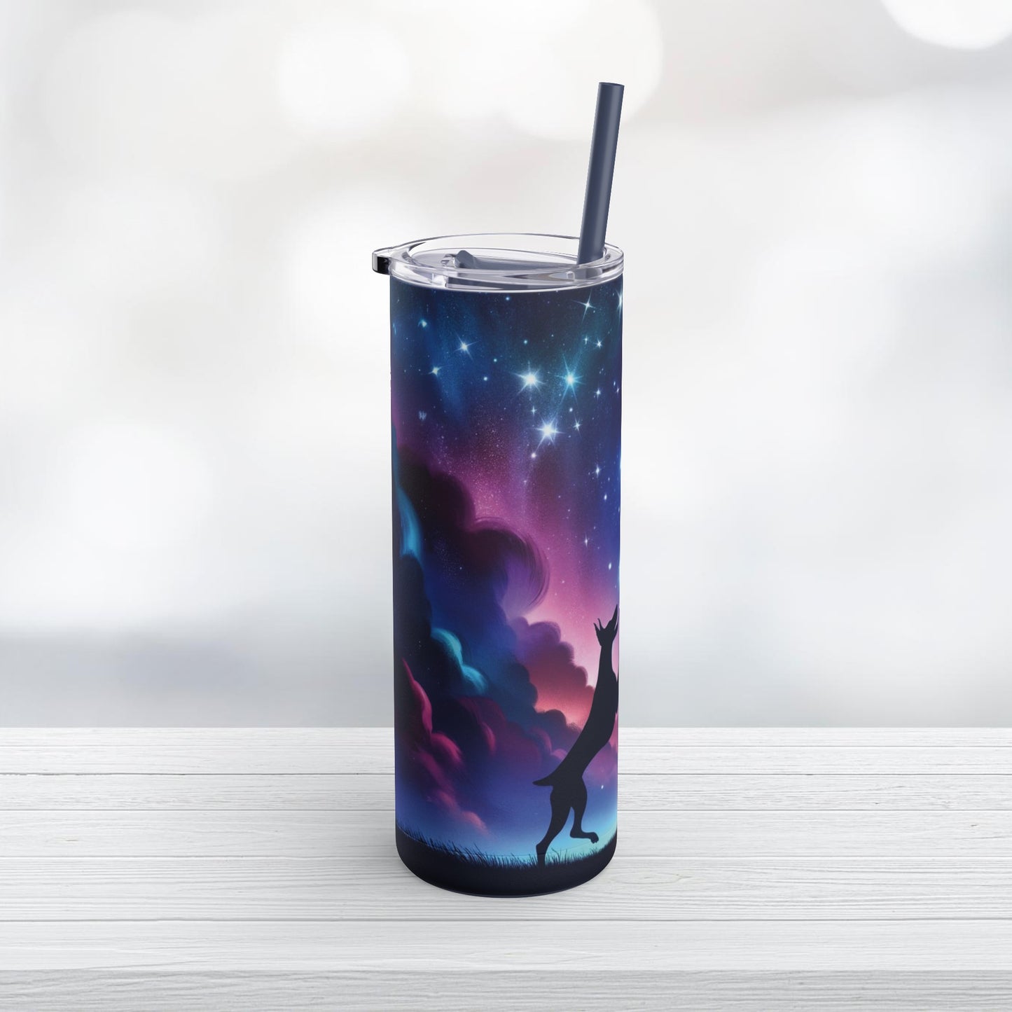 Doberman Playing With The Stars Skinny Matte Tumbler, 20oz