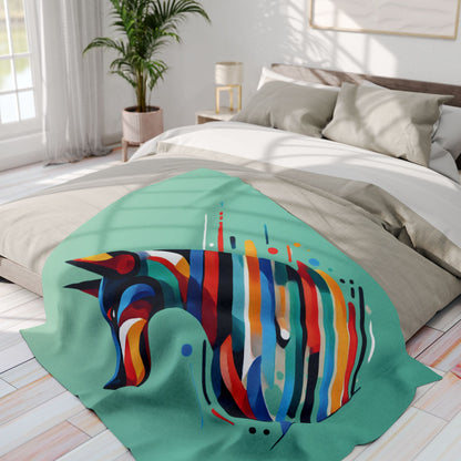 Colorful Abstract Doberman Fleece Blanket