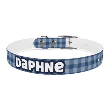 Navy Plaid Personalized Dog Collar