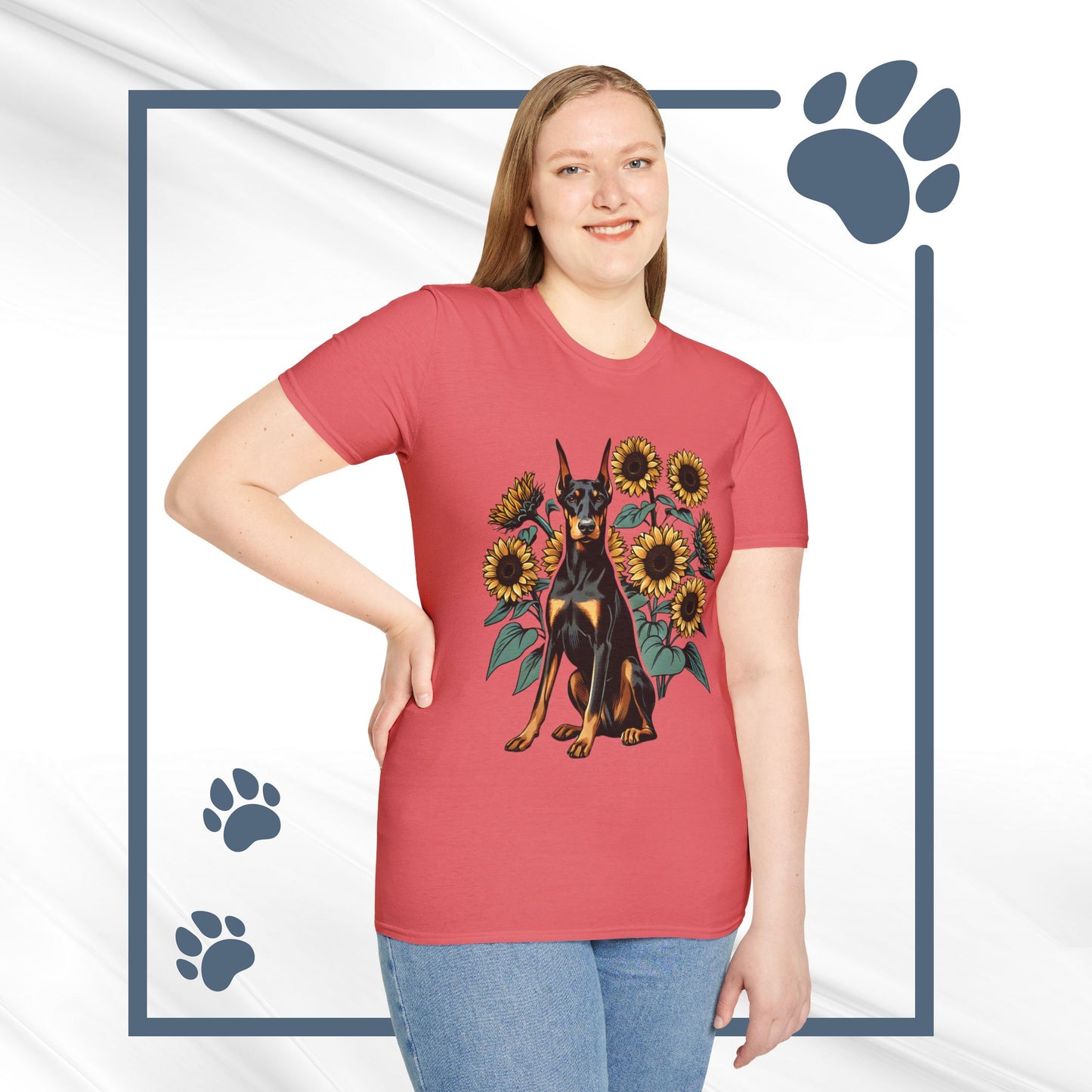 Doberman Sunflowers Unisex Tee