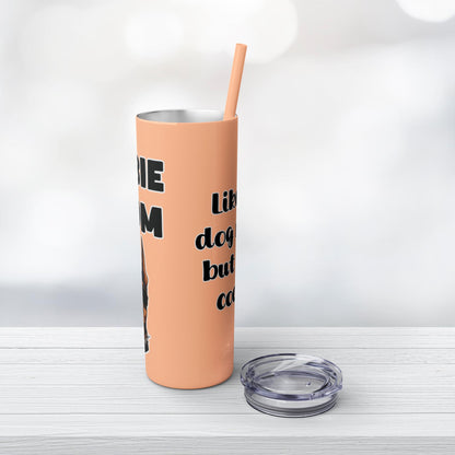 Dobie Mom Skinny Tumbler with Straw, 20oz