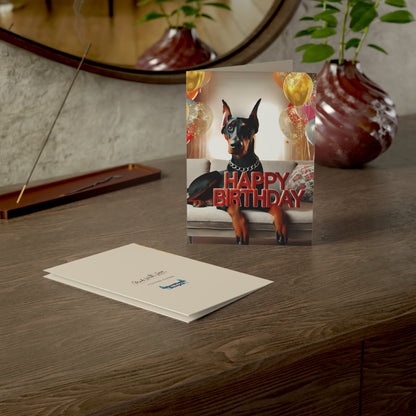 Doberman Birthday Bliss - Car Ride Joy Greeting Card