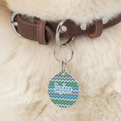 Green Zig Zag Personalized Dog ID Tag