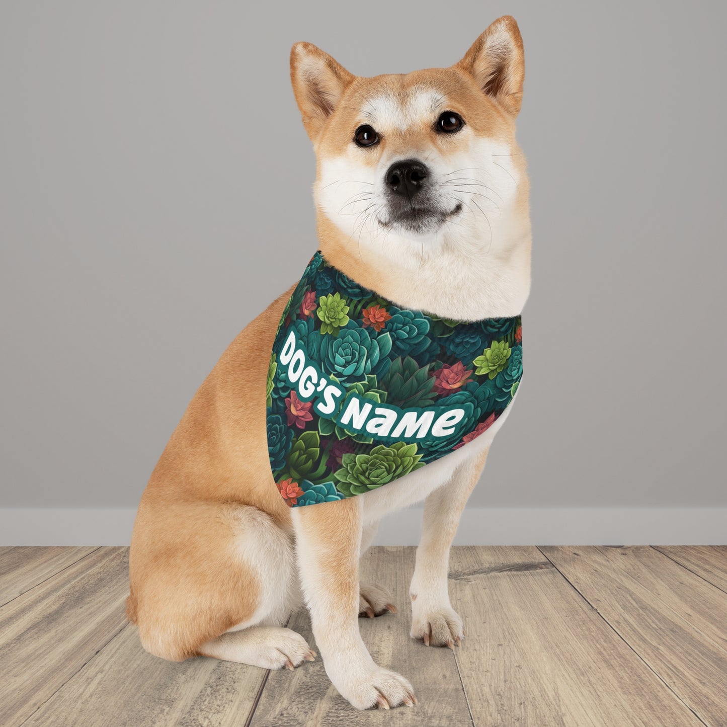 Succulent Oasis Personalized Pet Bandana With Adjustable Collar