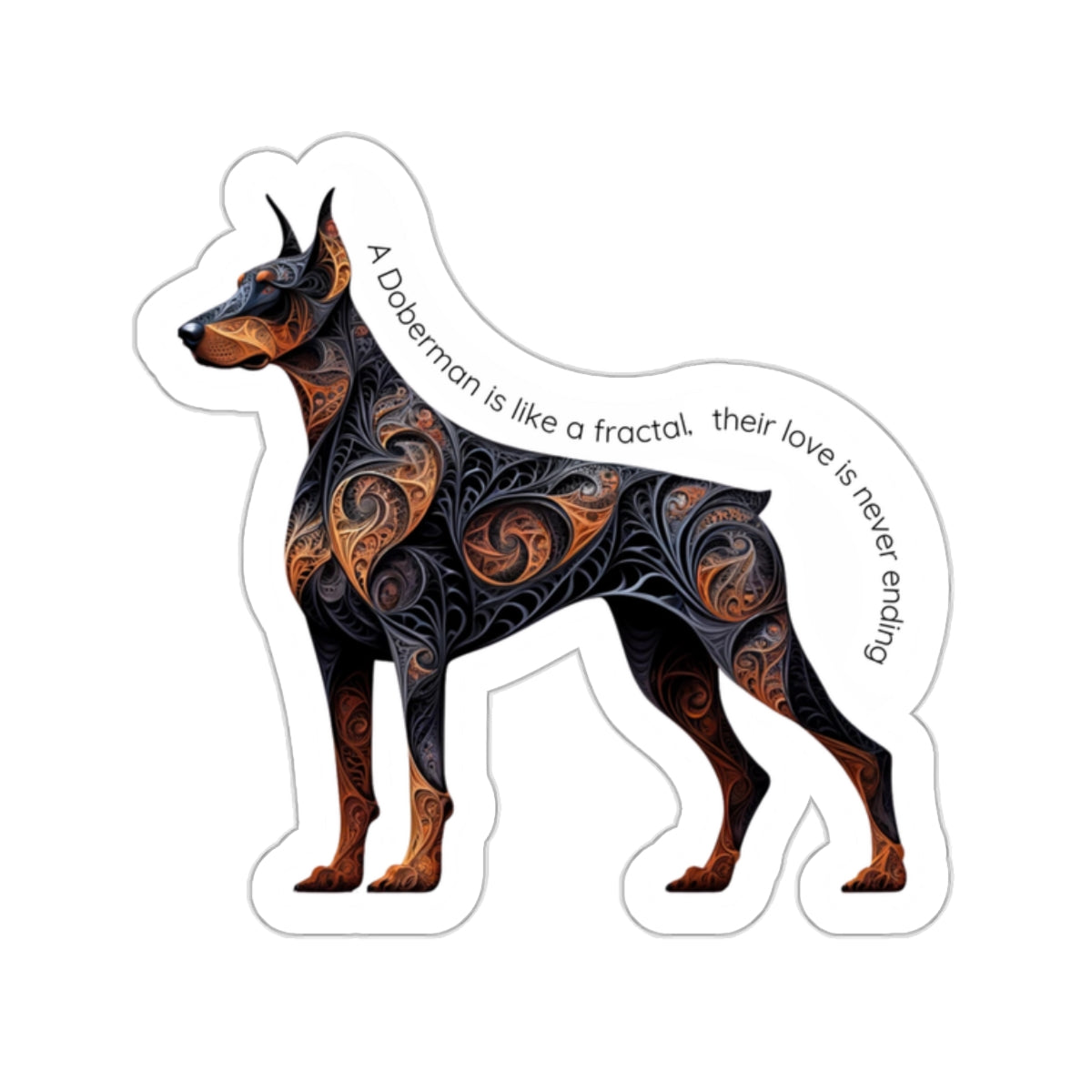 Fractal Doberman Kiss-Cut Sticker