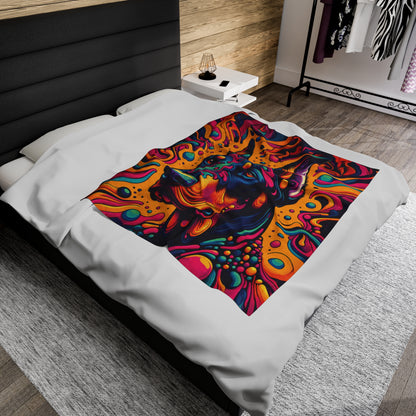 Psychedelic Doberman Velveteen Plush Blanket