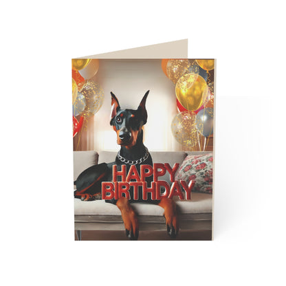 Doberman Birthday Bliss - Car Ride Joy Greeting Card