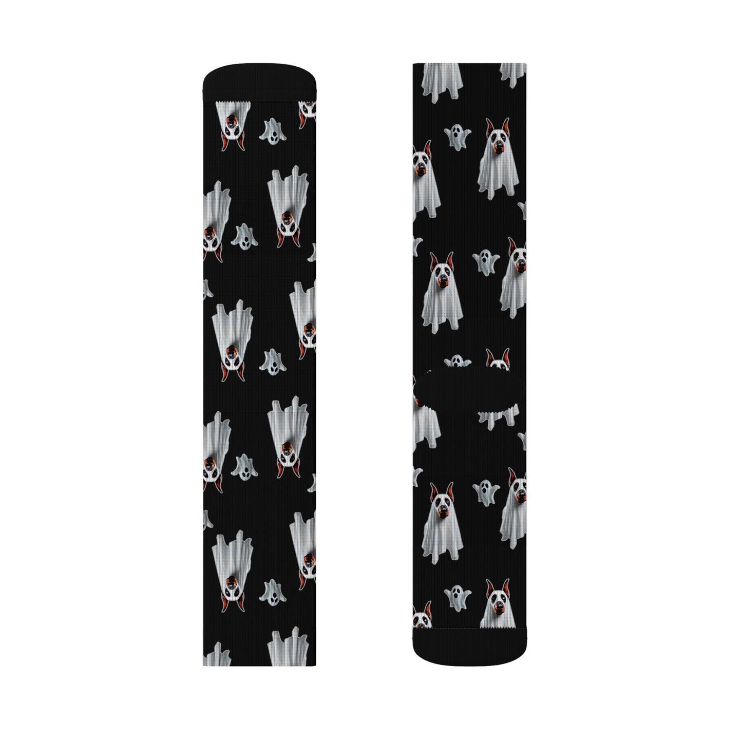 Spooky Black Doberman Ghost Socks