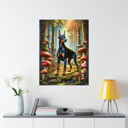 Doberman Sentry of the Shrooms Poster