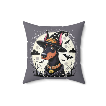 Halloween Witch Doberman Throw Pillow