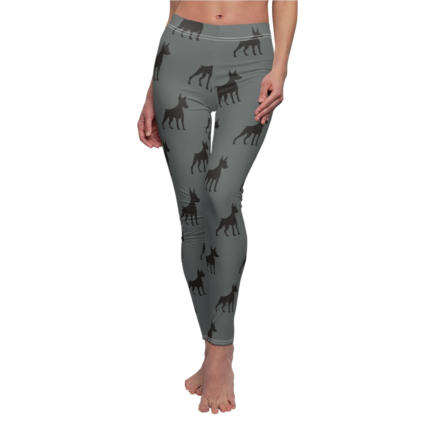 Grey Doberman Silhouette Leggings