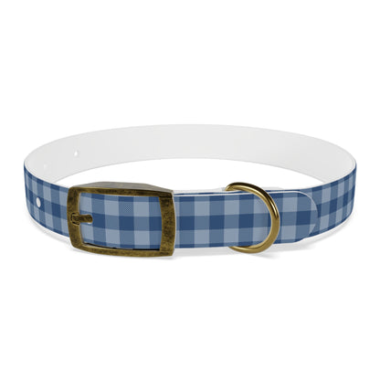 Navy Plaid Personalized Dog Collar