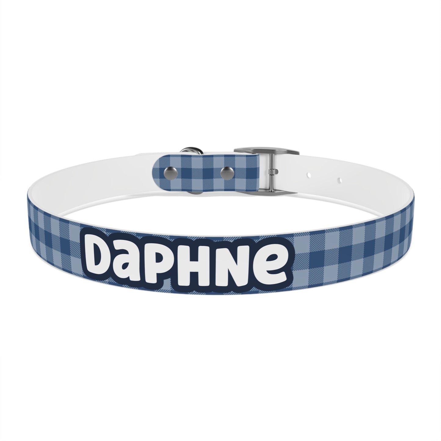 Navy Plaid Personalized Dog Collar