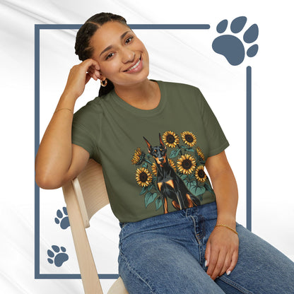 Doberman Sunflowers Unisex Tee