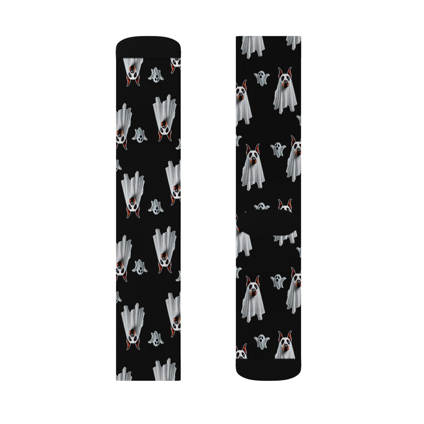 Spooky Black Doberman Ghost Socks