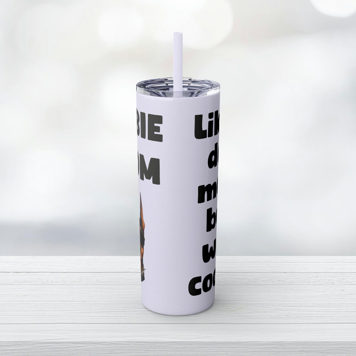 Dobie Mom Glitter Tumbler with Straw, 20oz