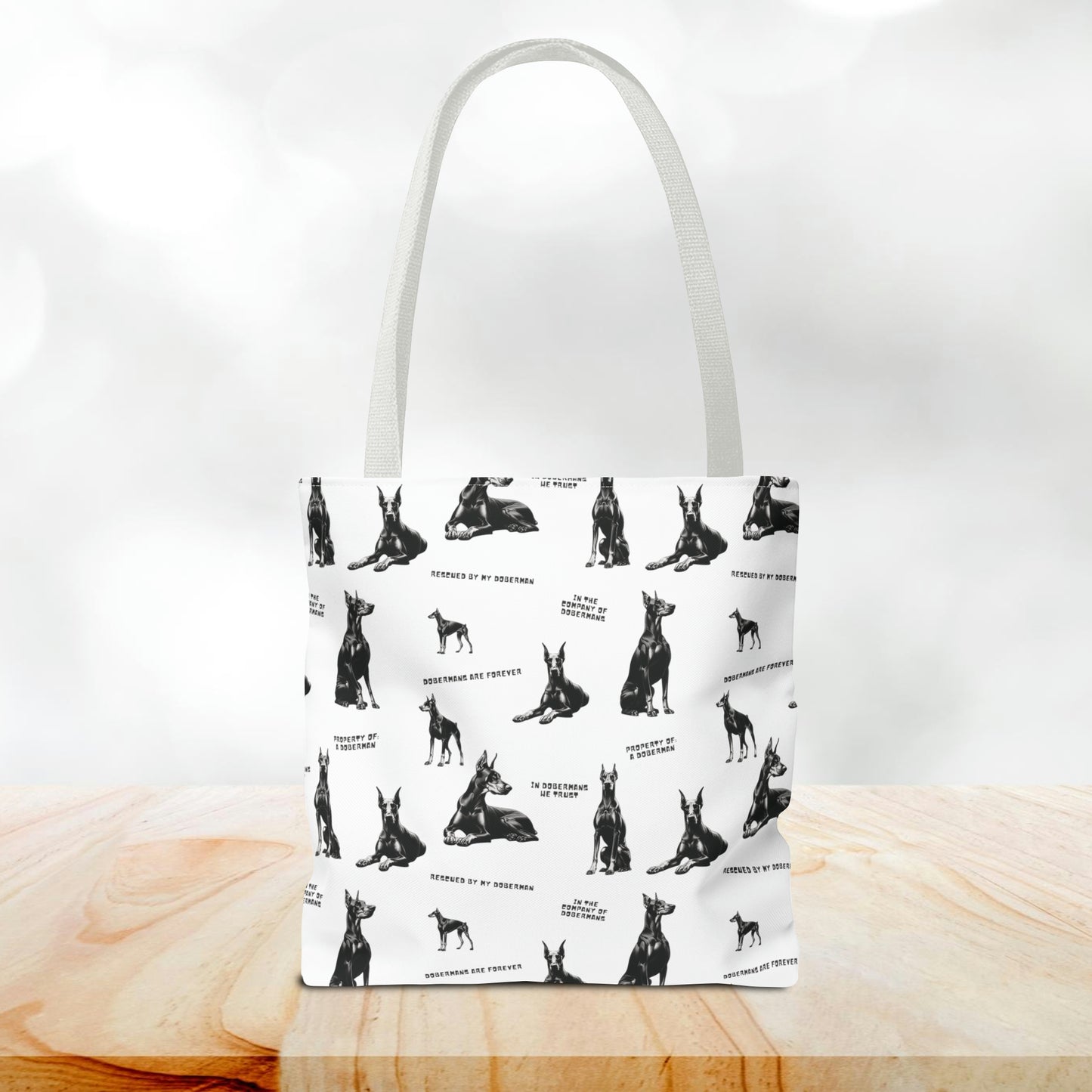 Doberman Quotes All Over Printed Tote Bag