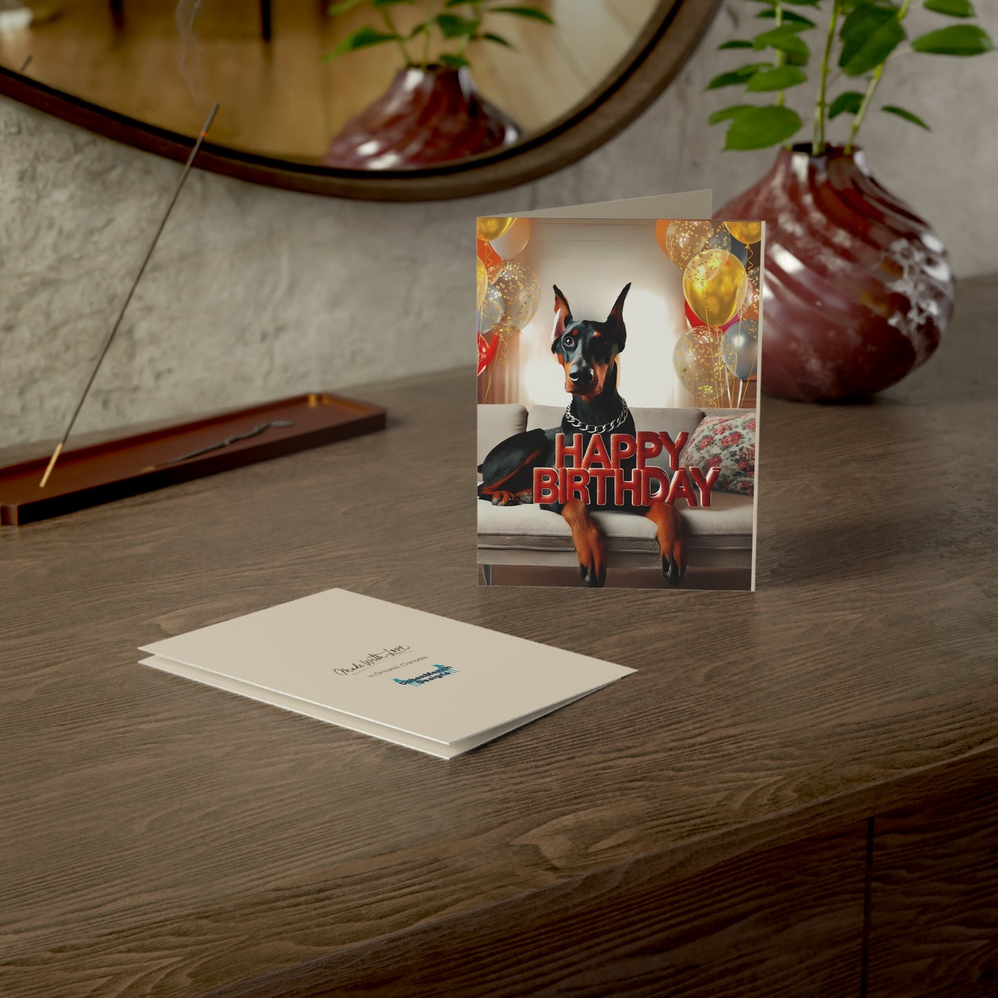 Doberman Birthday Bliss - Car Ride Joy Greeting Card