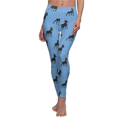 Light Blue Doberman Silhouette Leggings