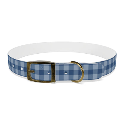 Navy Plaid Personalized Dog Collar