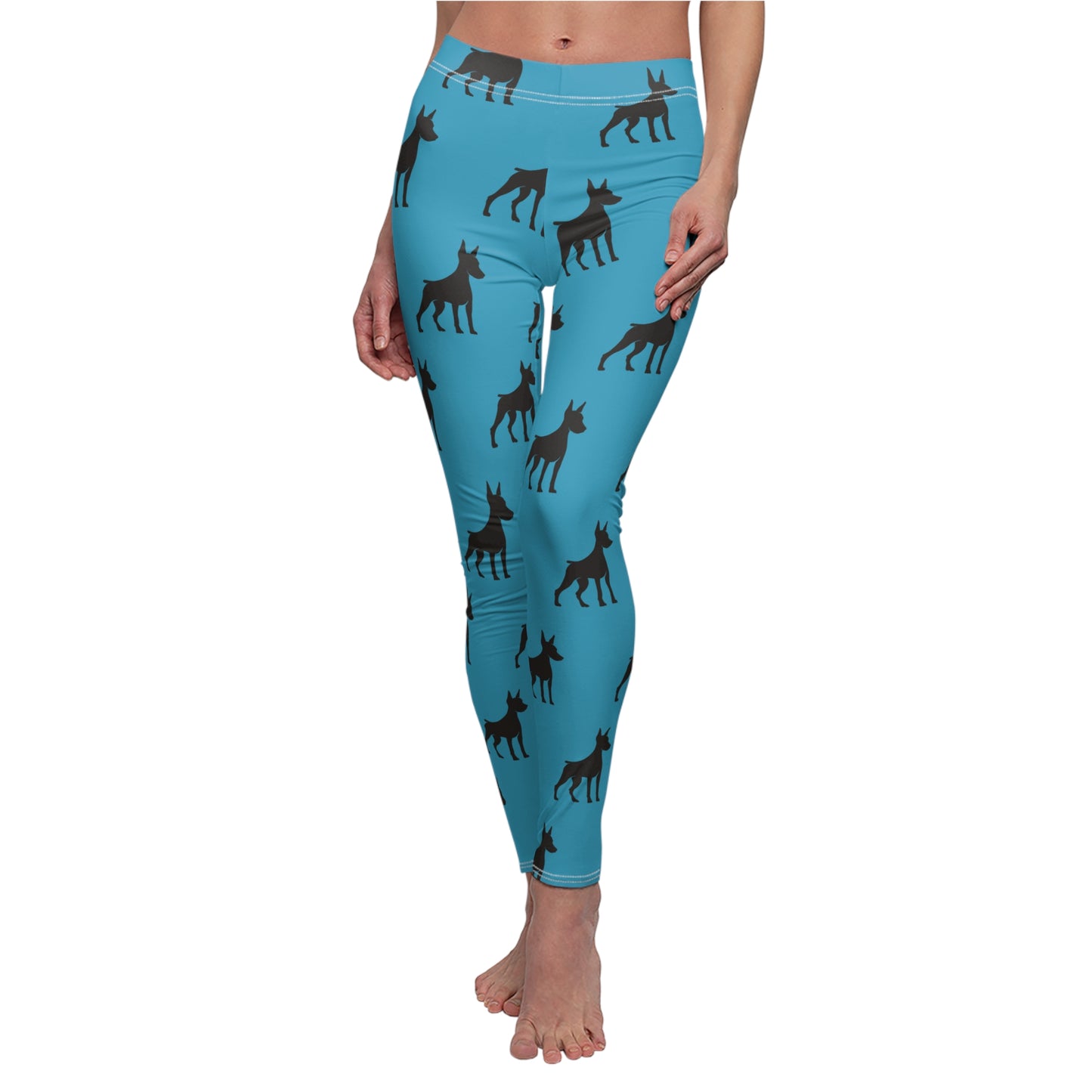 Turquoise Doberman Silhouette Leggings