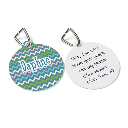 Green Zig Zag Personalized Dog ID Tag