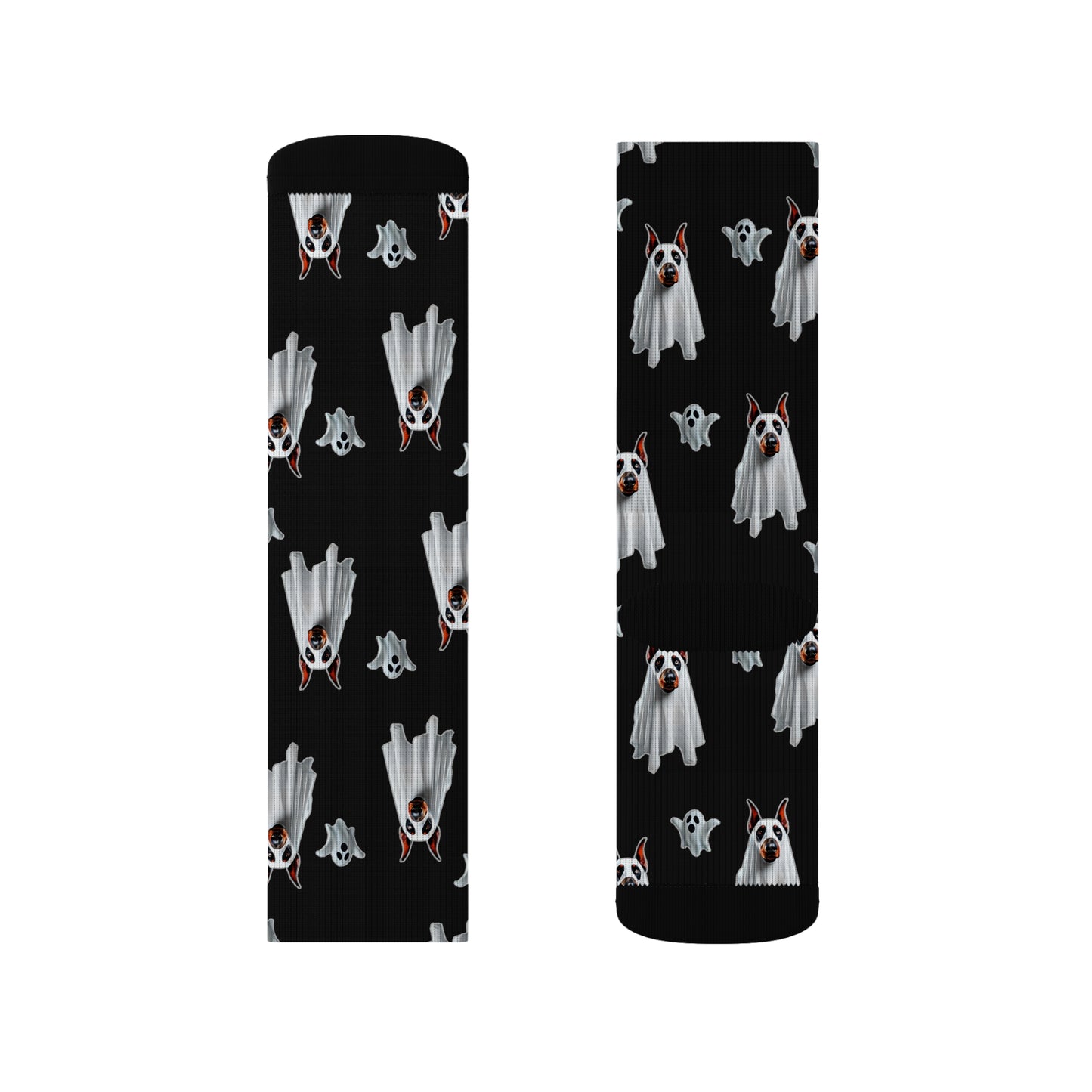 Spooky Black Doberman Ghost Socks