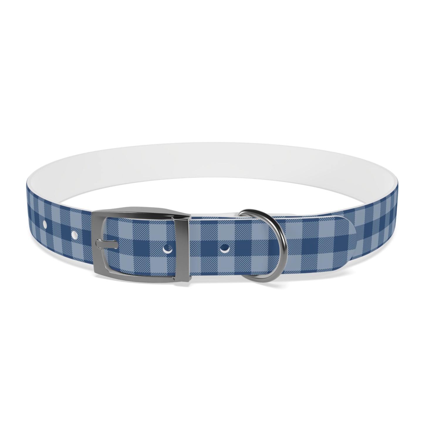 Navy Plaid Personalized Dog Collar