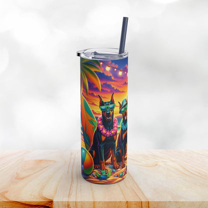 Doberman Beach Party 20oz Stainless Steel Tumbler