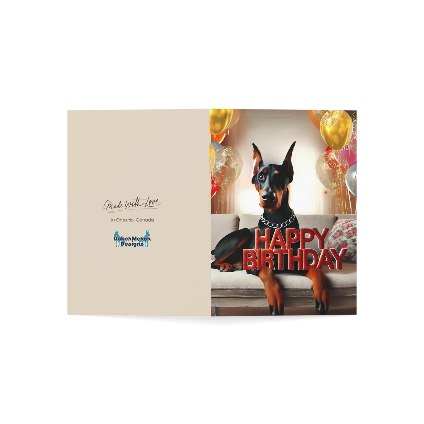 Doberman Birthday Bliss - Car Ride Joy Greeting Card