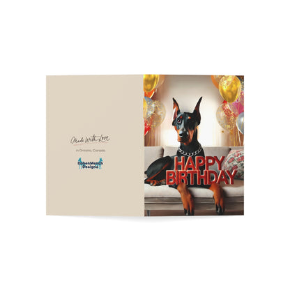 Doberman Birthday Bliss - Car Ride Joy Greeting Card