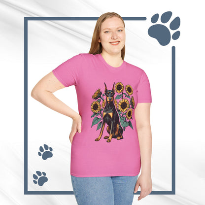 Doberman Sunflowers Unisex Tee