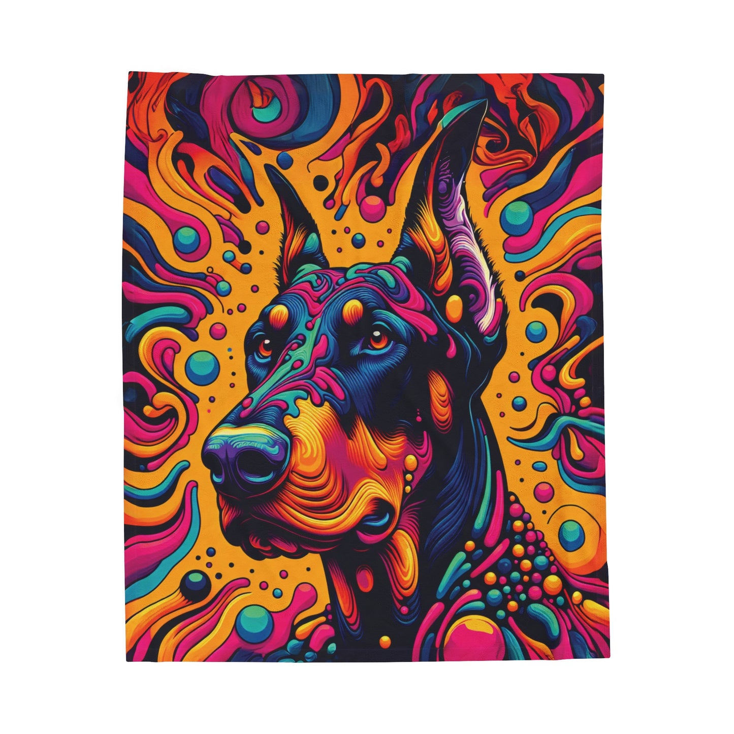 Psychedelic Doberman Velveteen Plush Blanket