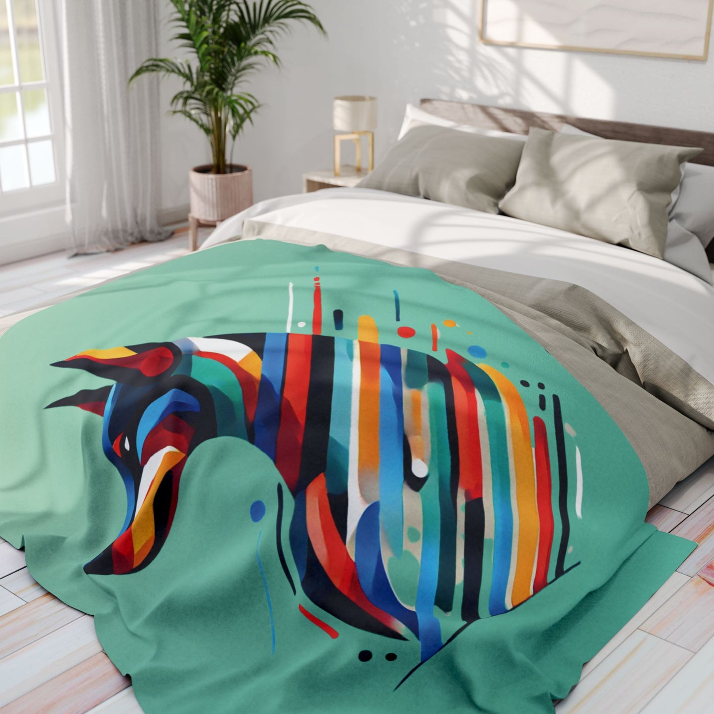 Colorful Abstract Doberman Fleece Blanket