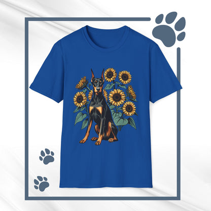 Doberman Sunflowers Unisex Tee