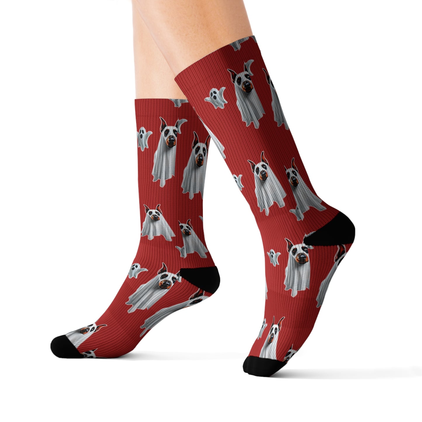 Blood Red Doberman Ghost Socks