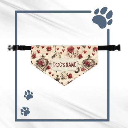 Renaissance Rose Personalized Dog Bandana With Adjustable Collar