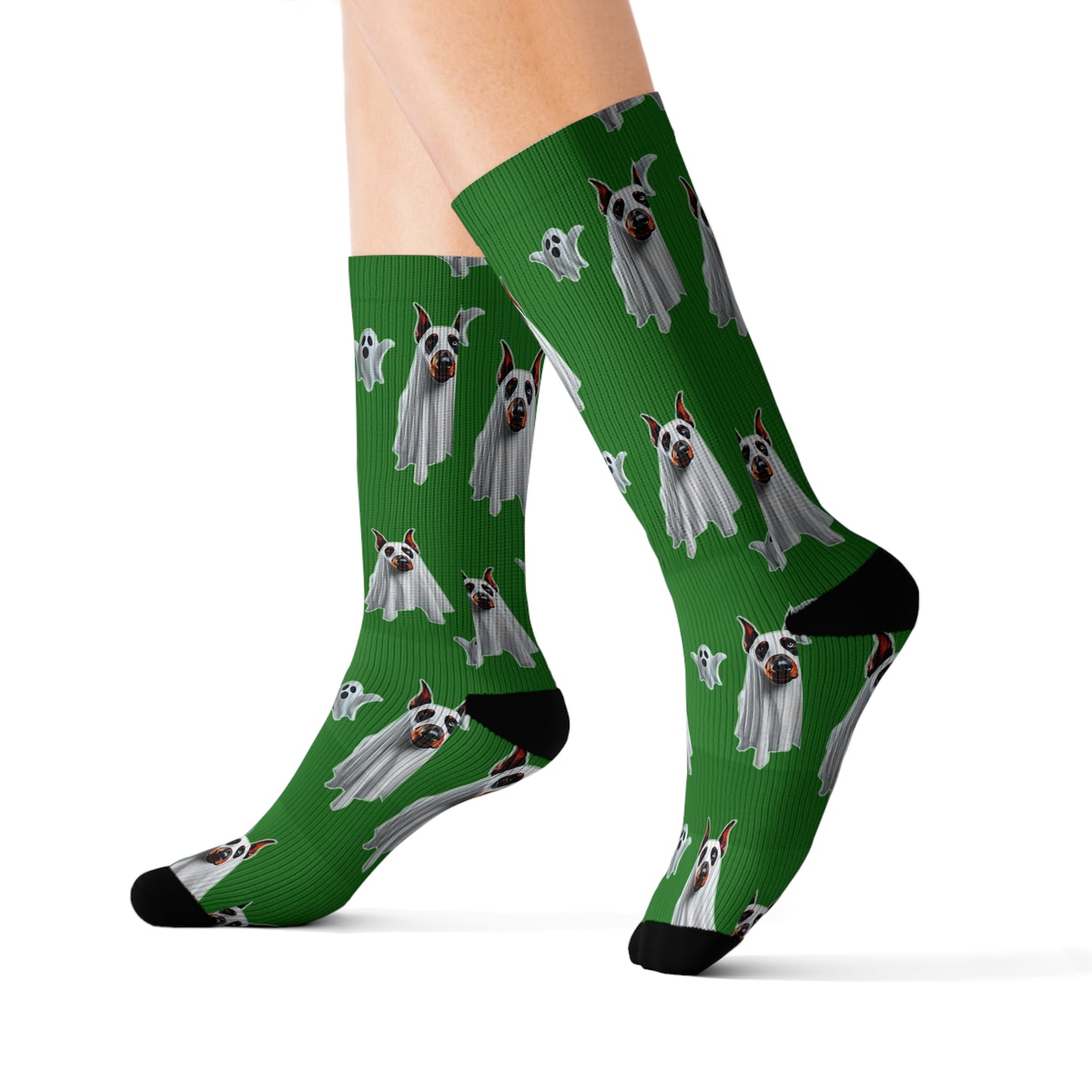 Ghoul Green Doberman Ghost Socks