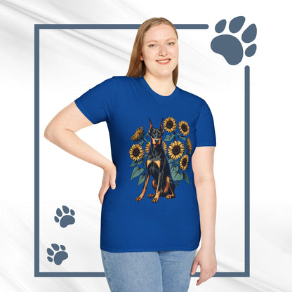 Doberman Sunflowers Unisex Tee