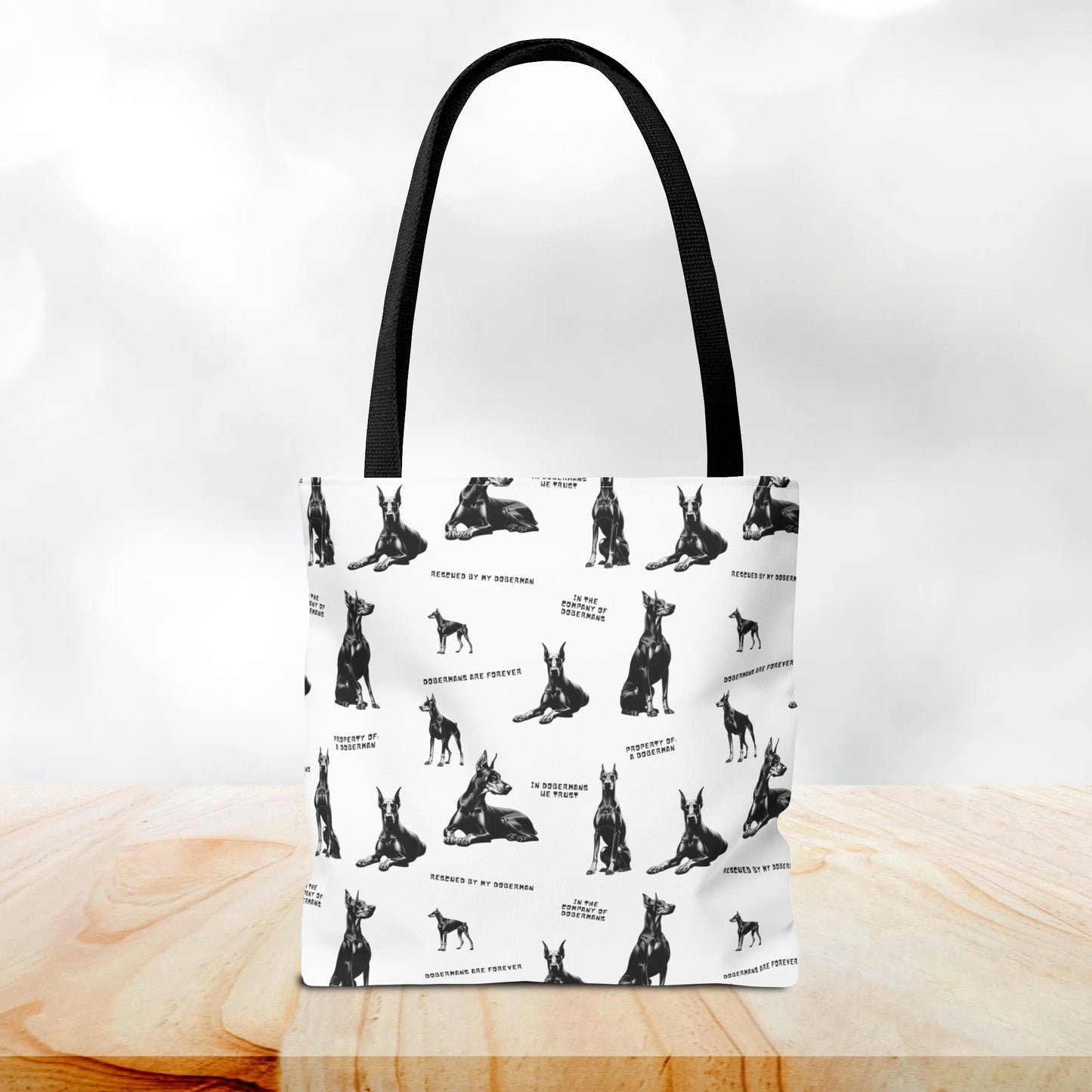 Doberman Quotes All Over Printed Tote Bag