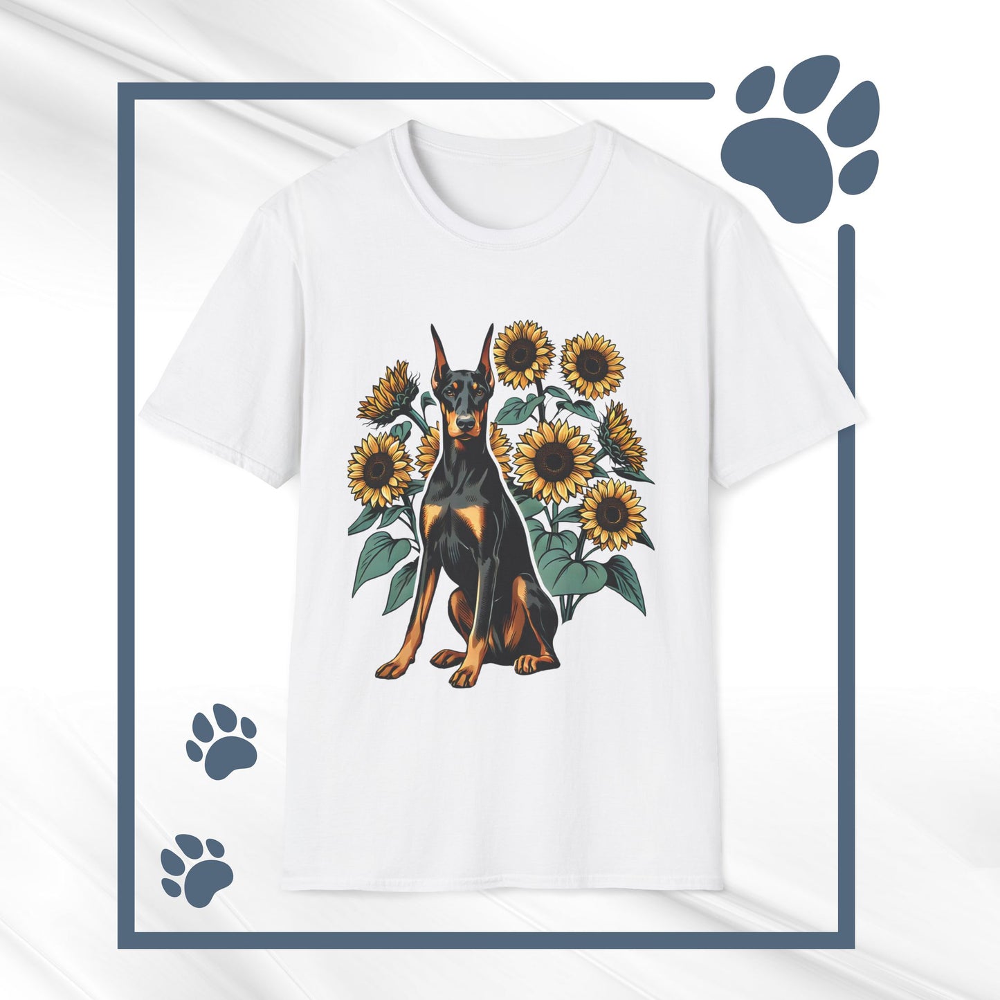 Doberman Sunflowers Unisex Tee