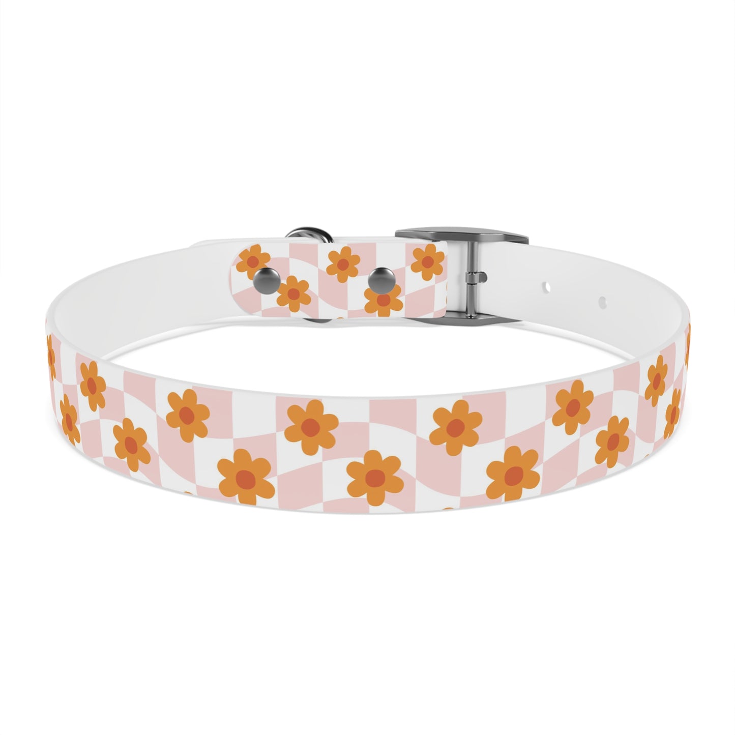 Pink and Orange Retro Pattern Dog Collar