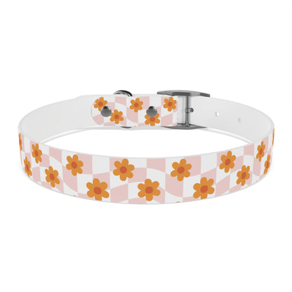 Pink and Orange Retro Pattern Dog Collar